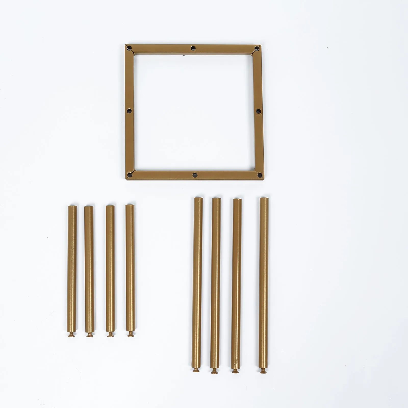 10" Gold Metal 8-Tubes Single Stemmed Flower Vase Centerpiece with Hollow Square Base, Minimalist Style Bud Vase For Floral Arrangements