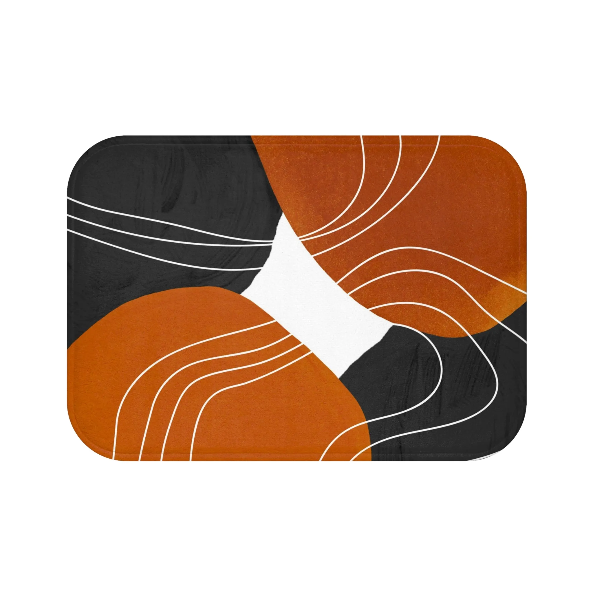 Abstract Bath, Kitchen Mat, Rug | Burnt Orange, Black White