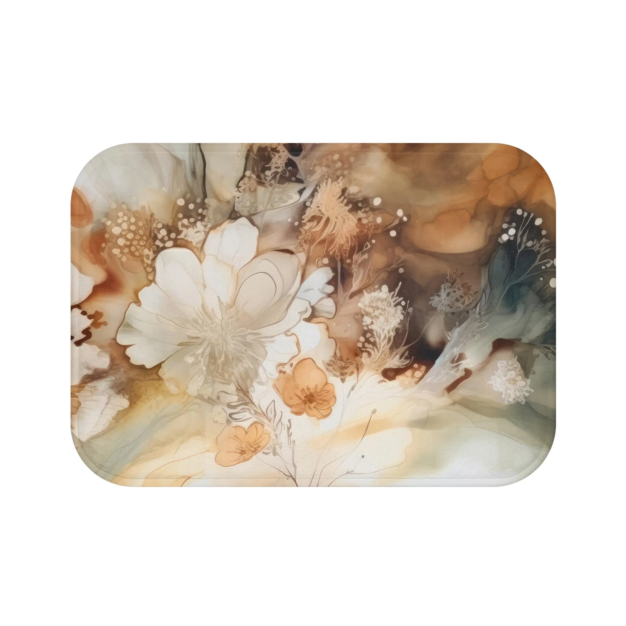 Abstract Bath, Kitchen Mat, Rug | Neutral Rust Ombre Liquid Alcohol Ink