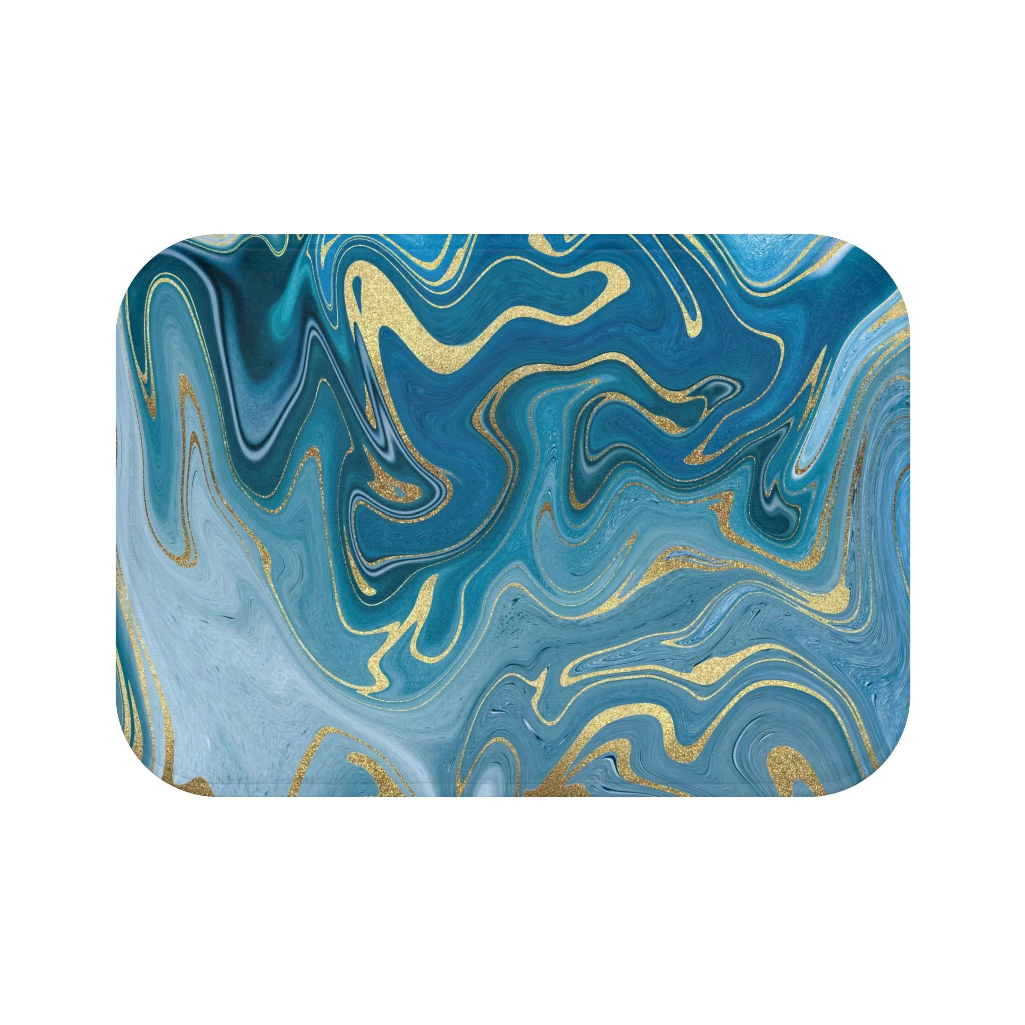 Abstract Boho Bath, Kitchen Mat, Rug | Navy Blue Ombre Marble Print