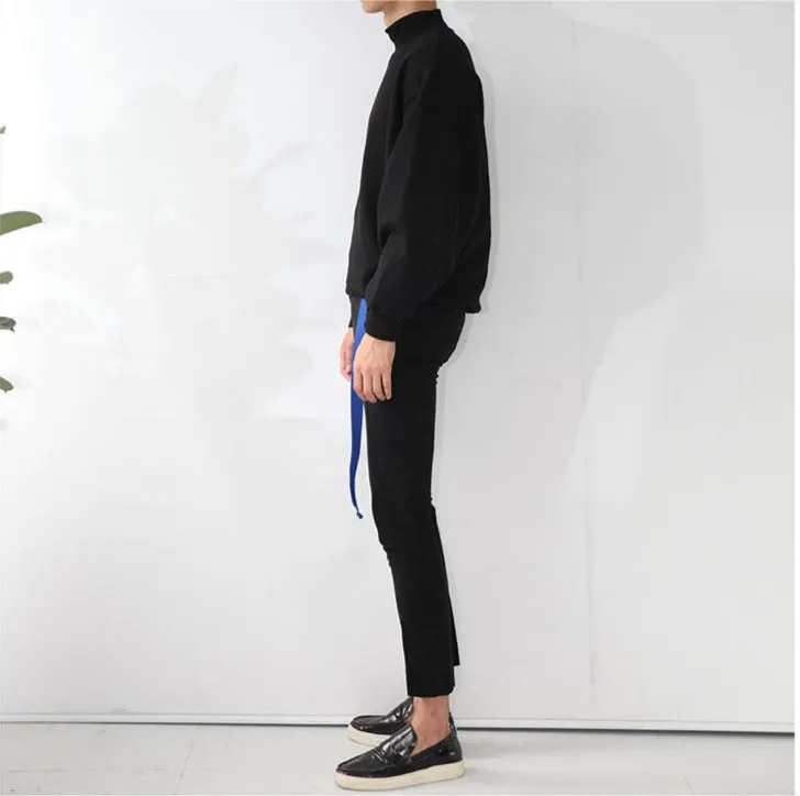 Aidase Sweatshirt Men's Long-sleeved Loose Korean Style Autumn Trend Plus Fleece Turtleneck Jacket Men Clothing
