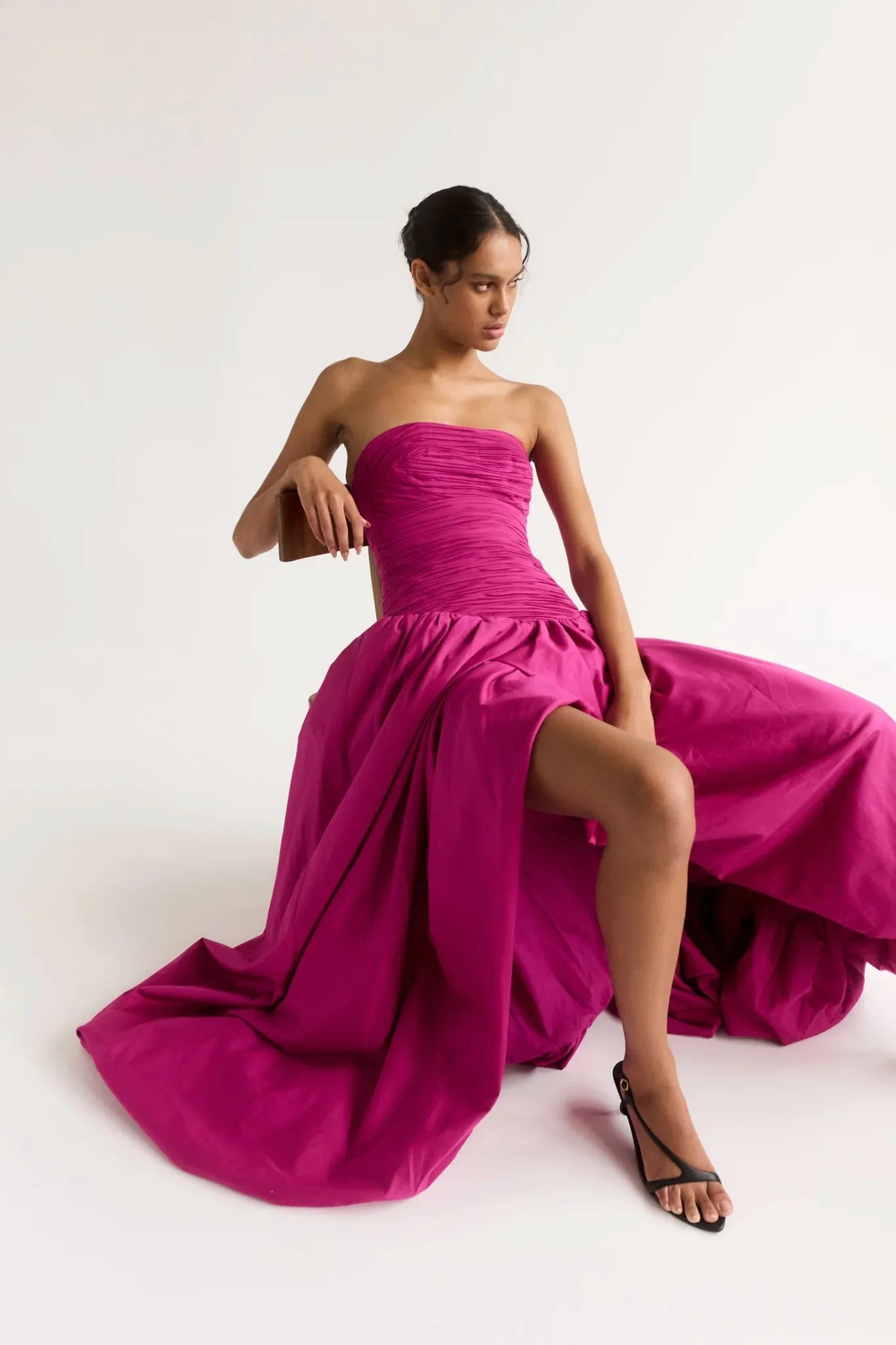 Aje Violette Bubble Hem Maxi Dress - Deep Magenta