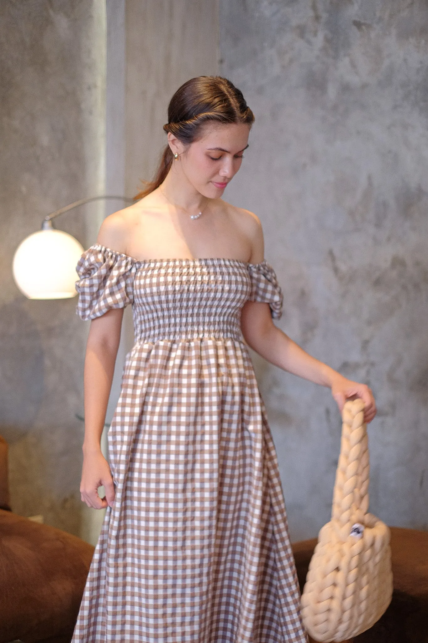 Alison Maxi Dress - cherry wood checkered