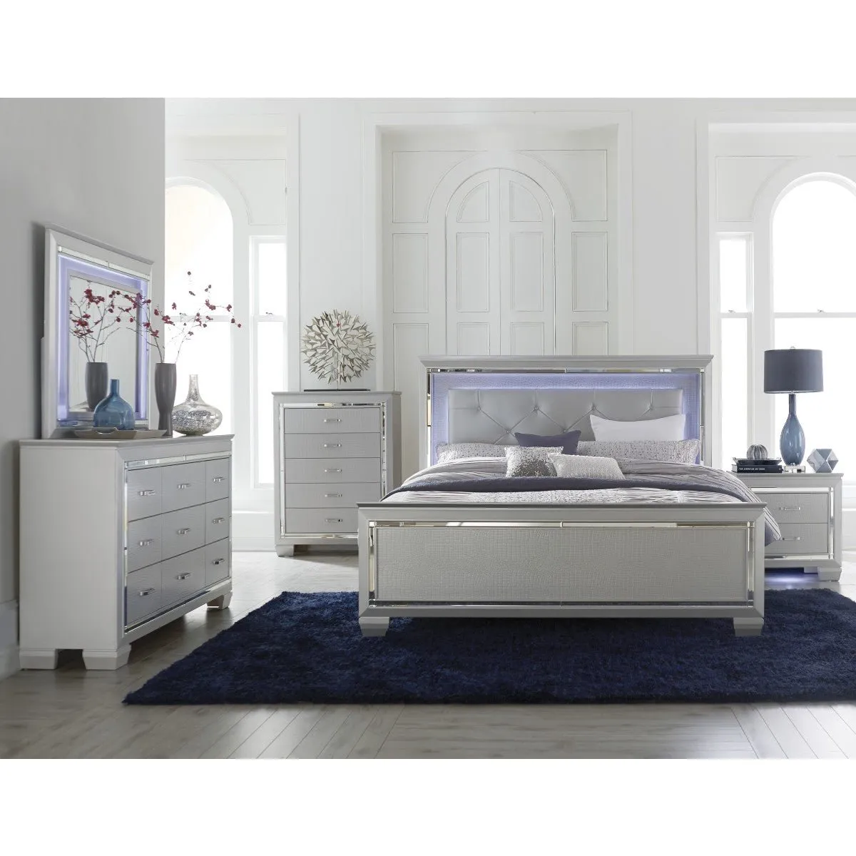 Allura Silver Night Stand, LED Lighting