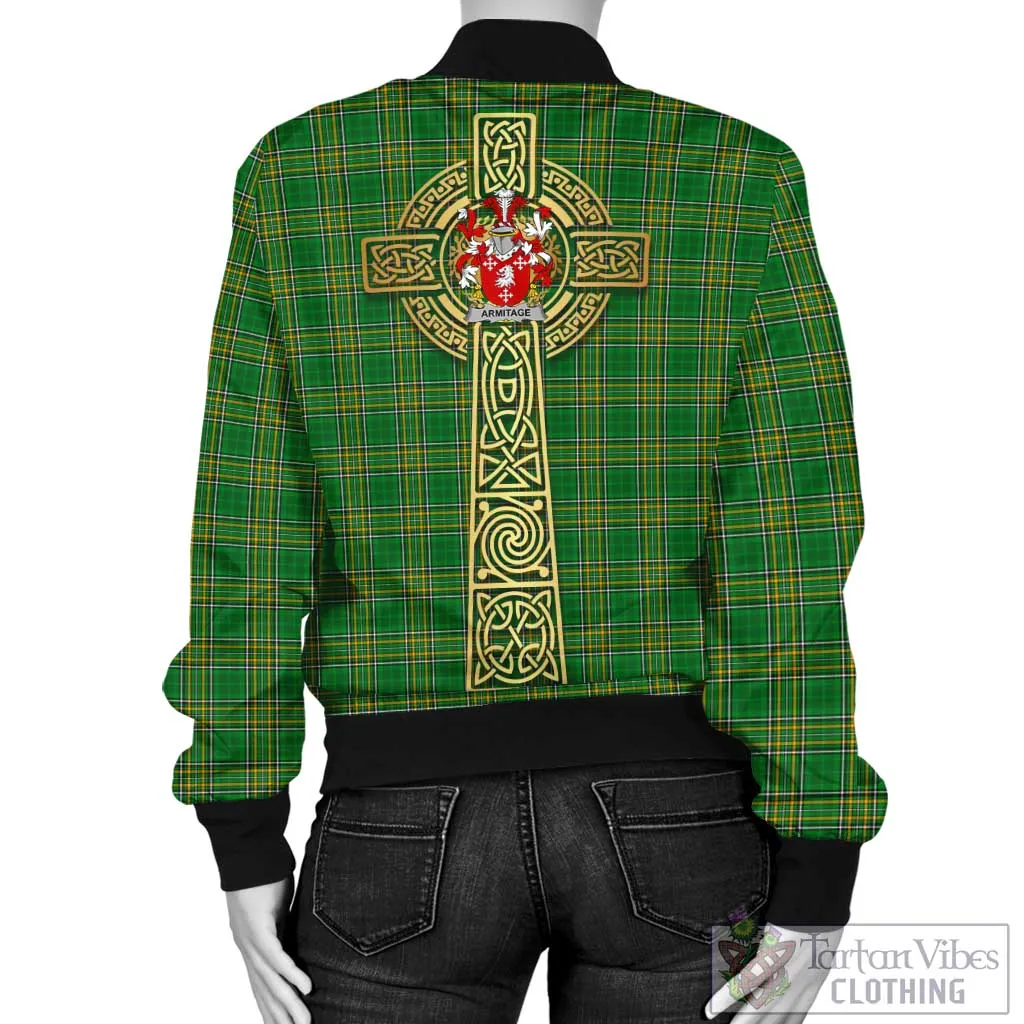 Armitage Irish Clan Tartan Bomber Jacket with Coat of Arms Celtic Tree of Life Style