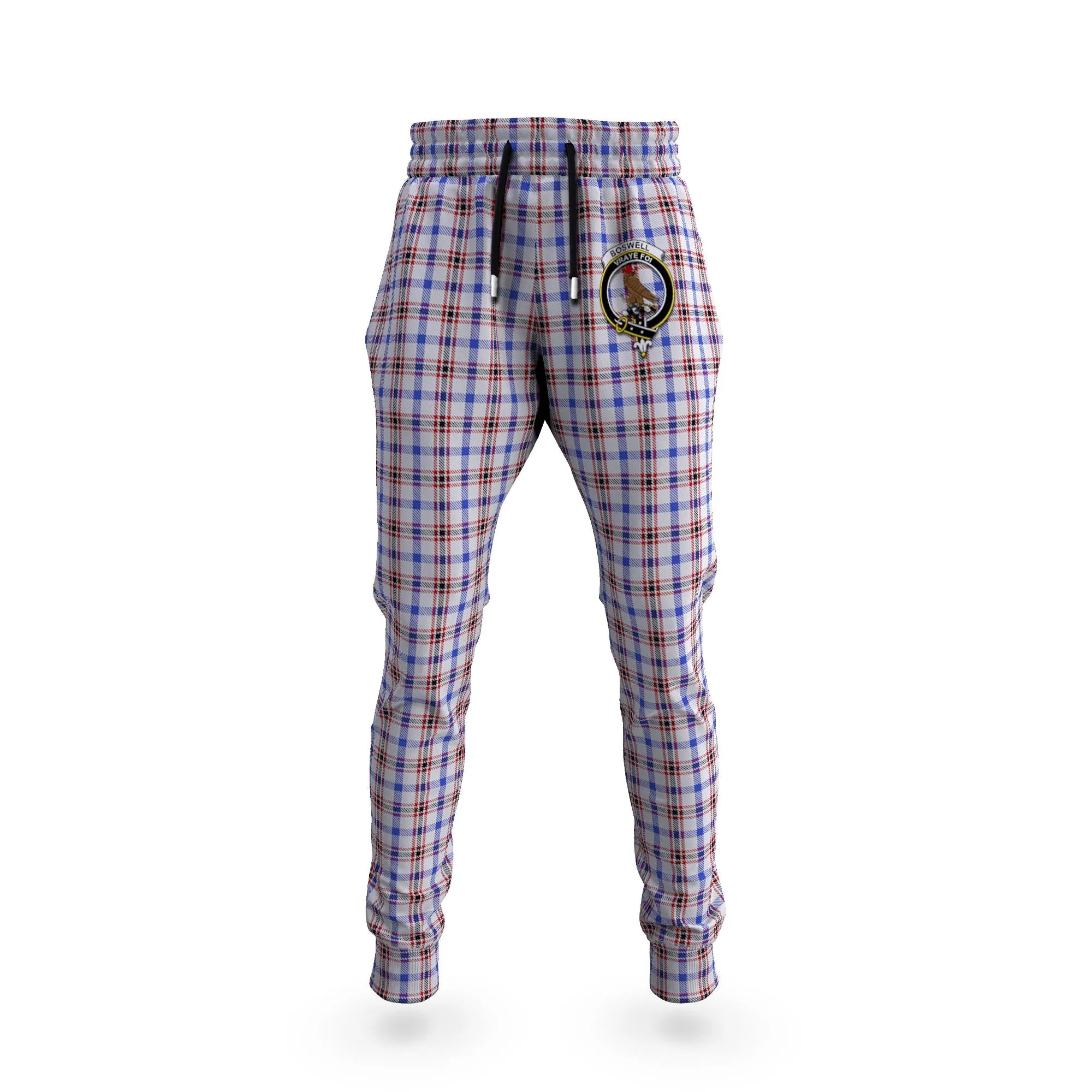 Boswell Tartan Joggers Pants with Family Crest