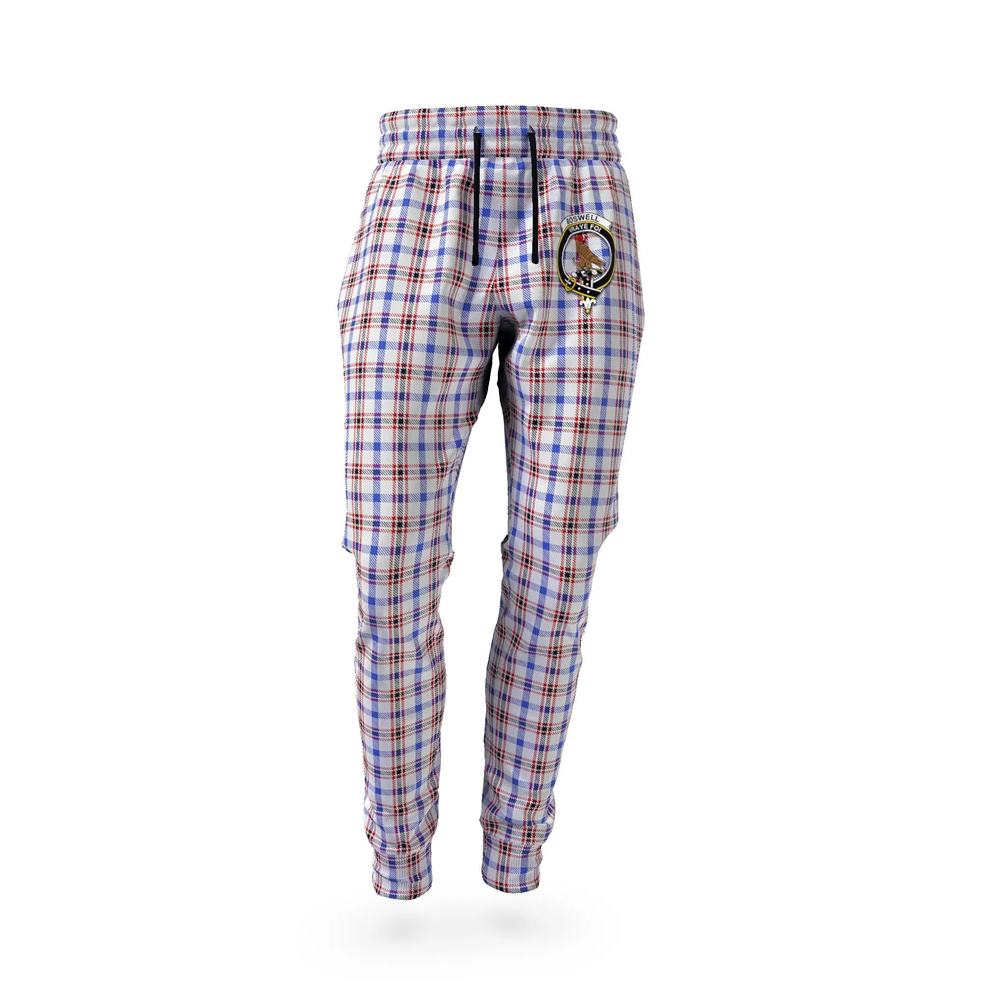 Boswell Tartan Joggers Pants with Family Crest