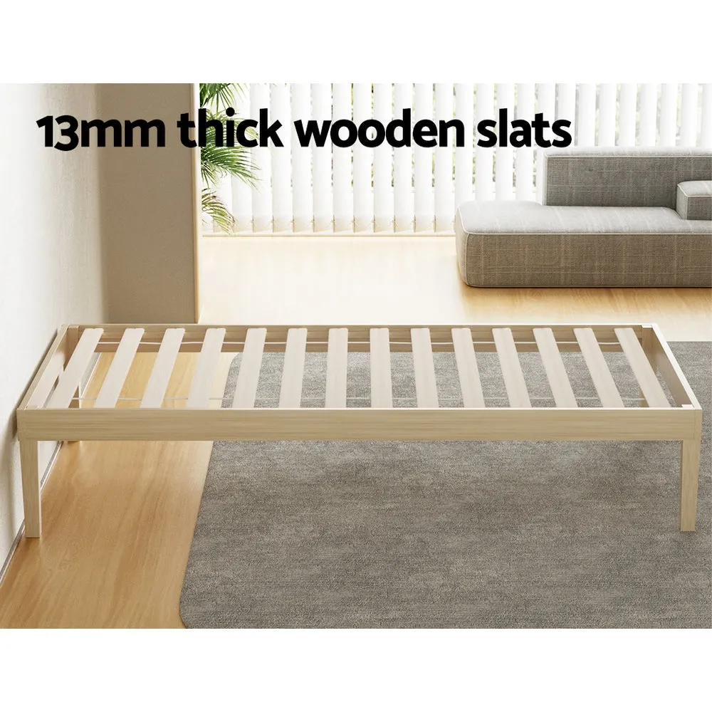 Bruno Minimalist Single Solid Pinewood Bed Frame