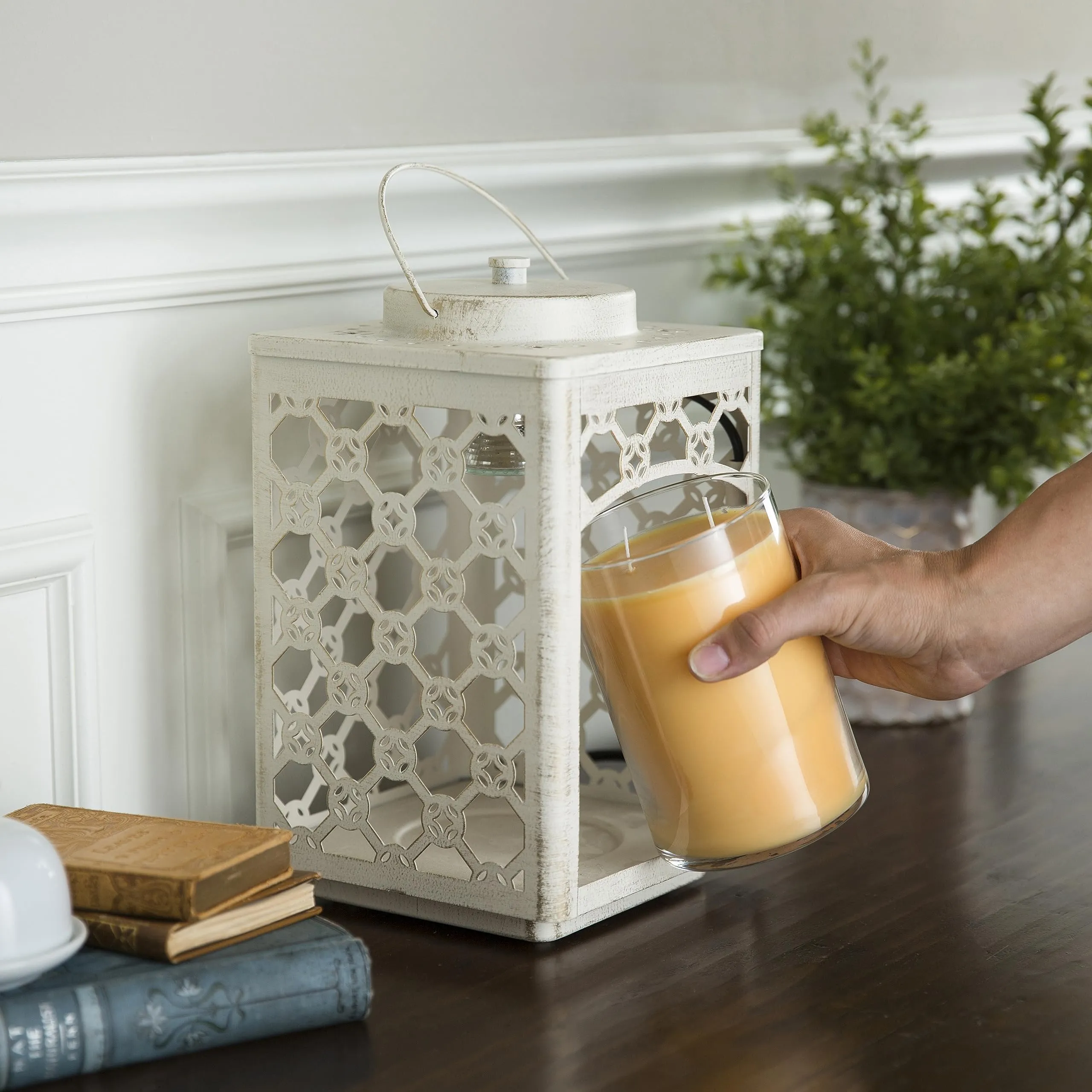 Candle Warmer Lantern - Brushed Champagne