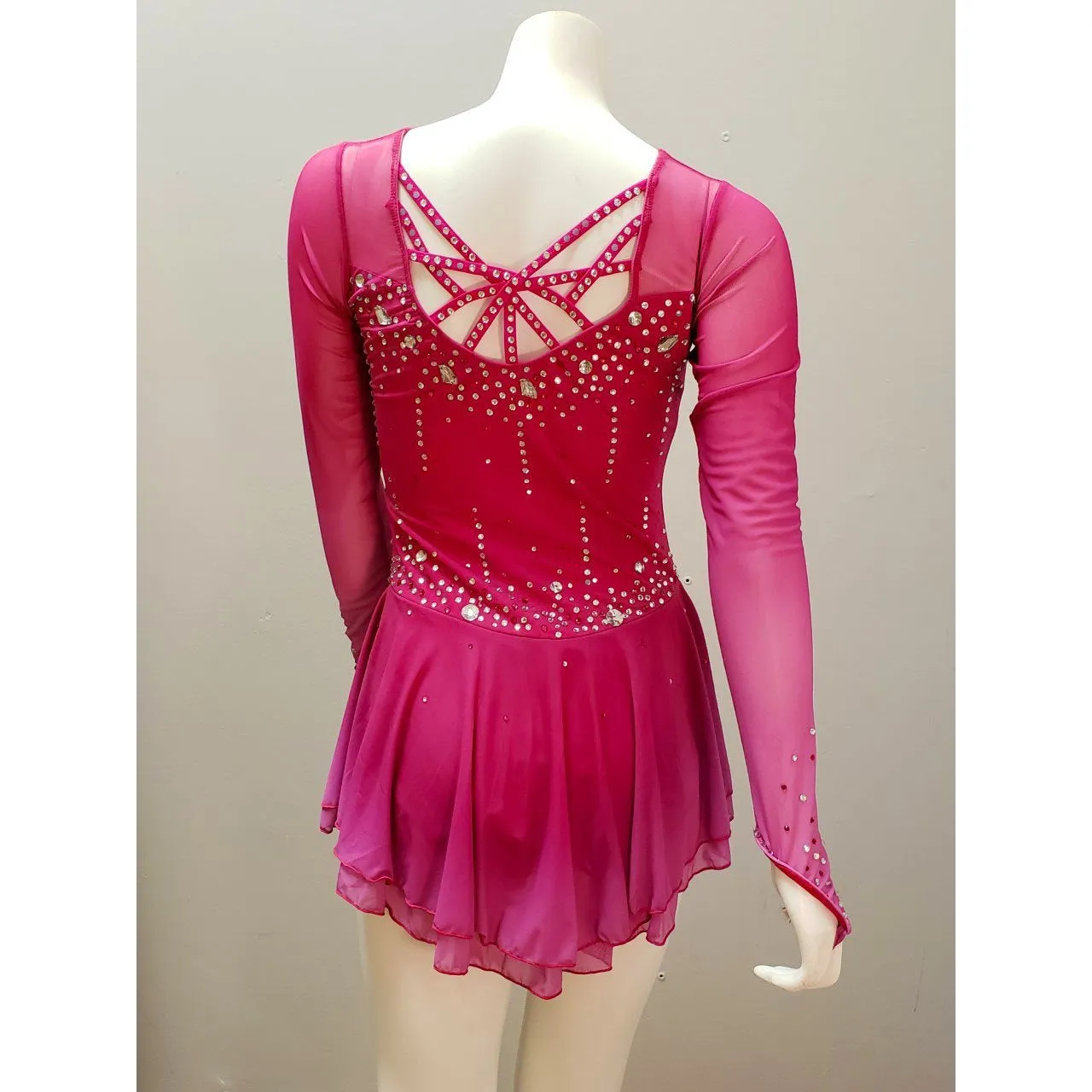 Competition Skating Dress Pink Ombre Long Sleeves BSU2282
