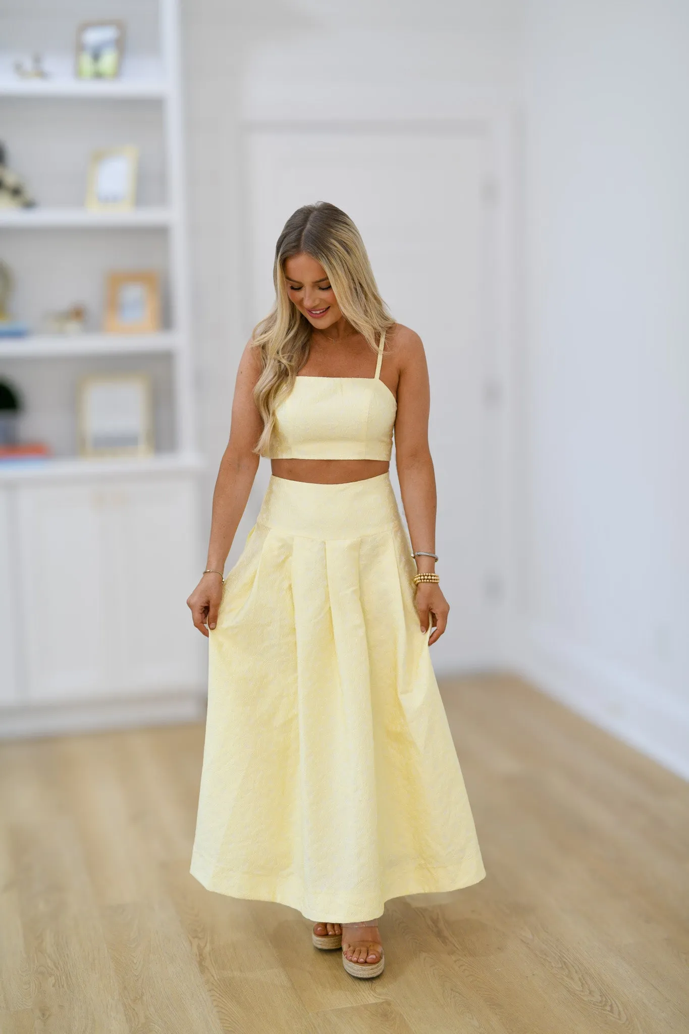 Cyndi Midi Skirt Set - Yellow