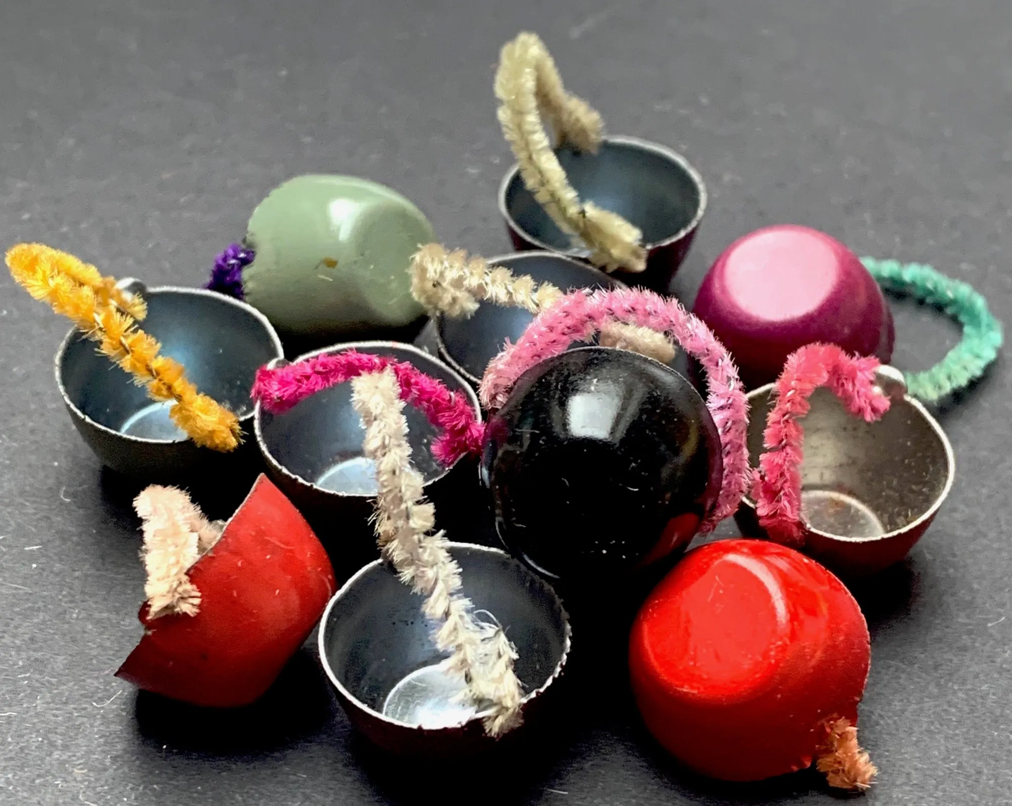 Early Recycling - 10 Tiny Tin Cups Made from Old Tin Cans
