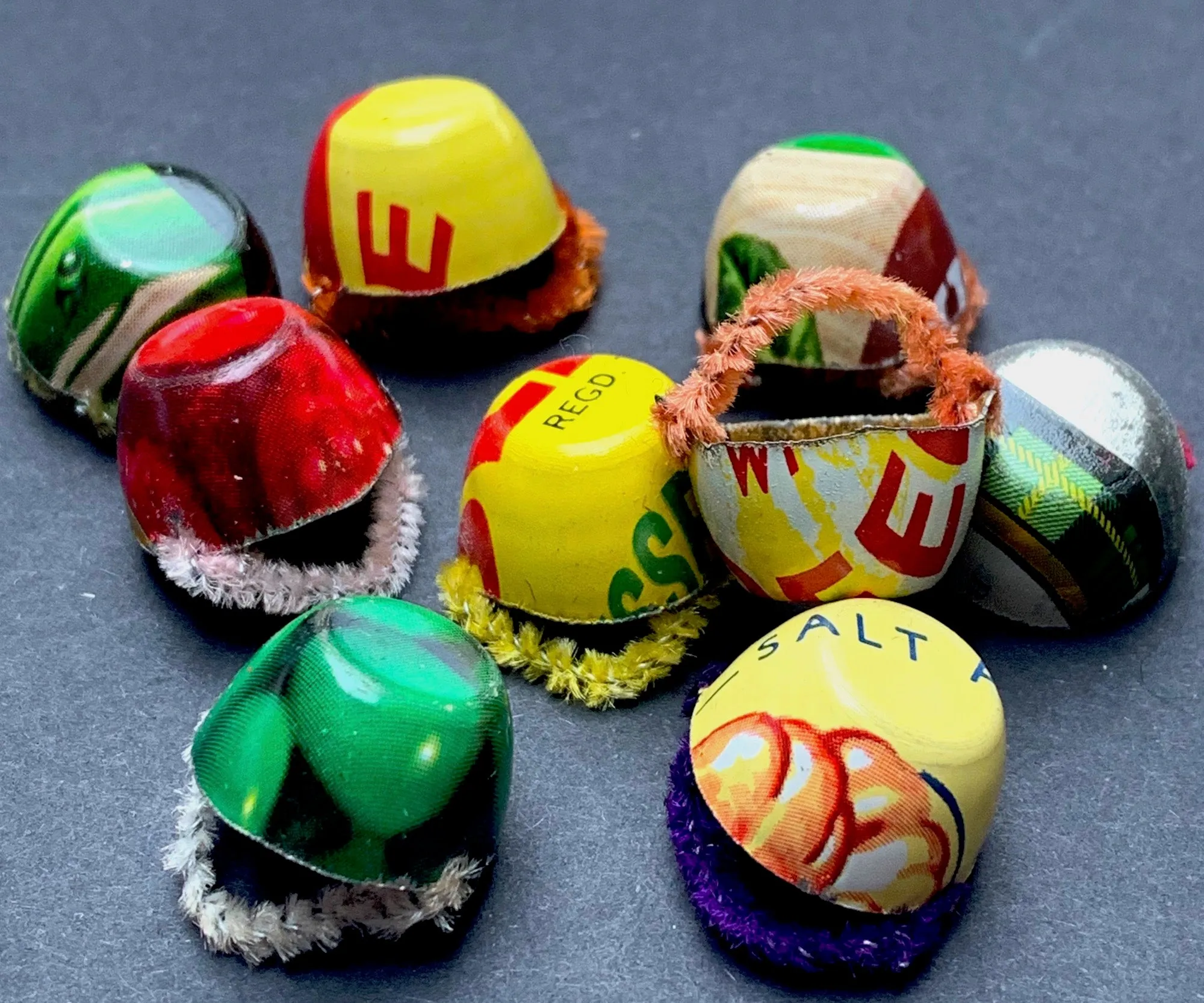 Early Recycling - 10 Tiny Tin Cups Made from Old Tin Cans
