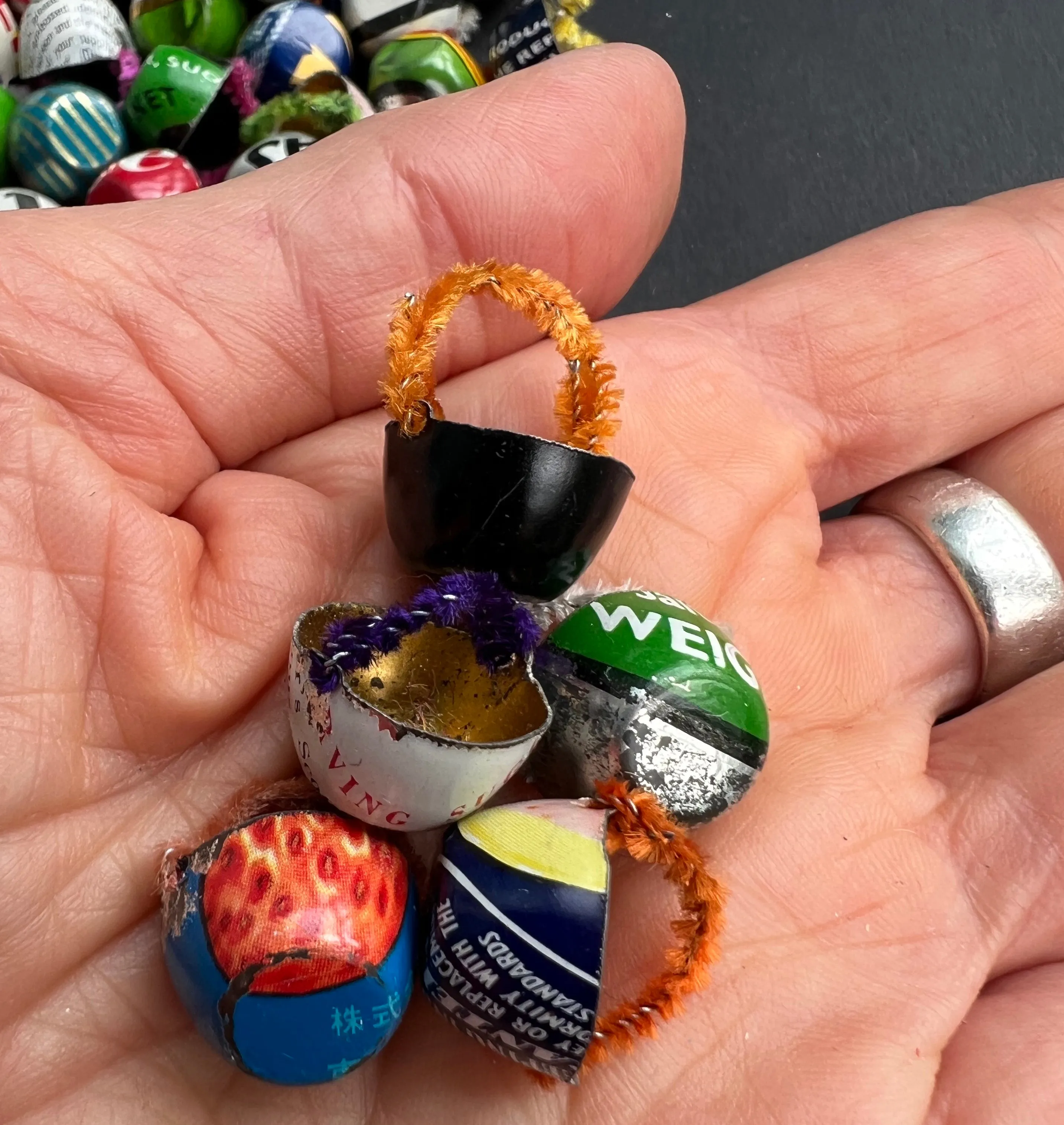 Early Recycling - 10 Tiny Tin Cups Made from Old Tin Cans