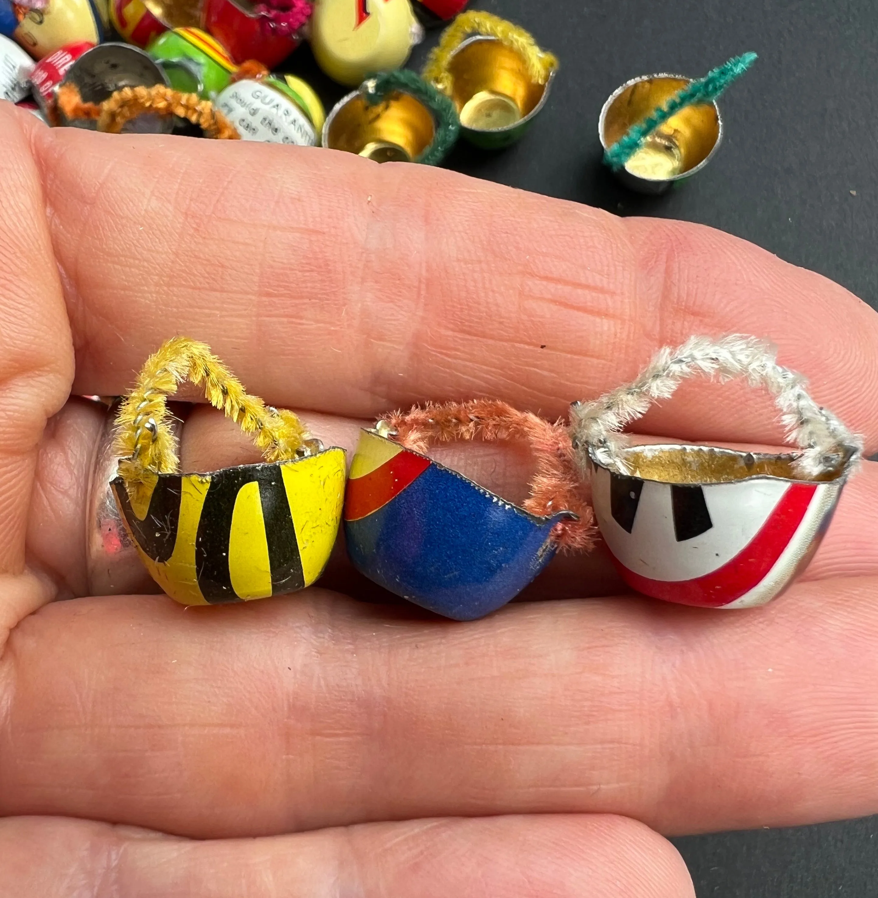 Early Recycling - 10 Tiny Tin Cups Made from Old Tin Cans