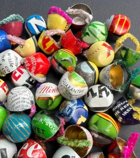 Early Recycling - 10 Tiny Tin Cups Made from Old Tin Cans