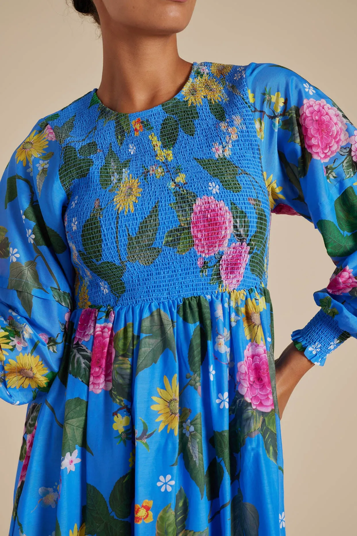 Jade Cotton Silk Dress in Periwinkle Aria