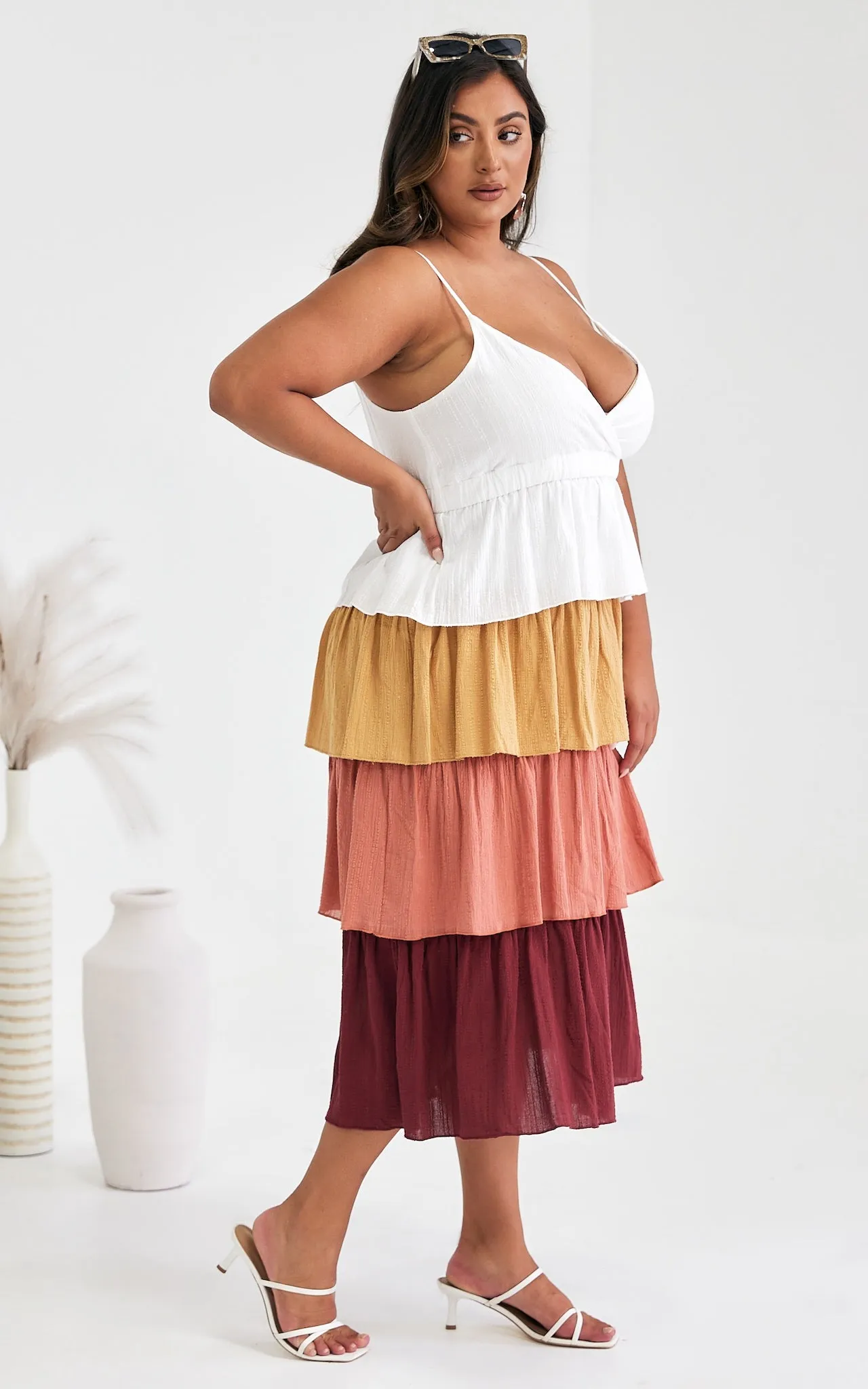 Judi Dress - Wine Multi Block