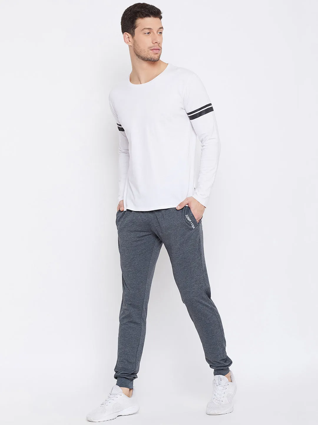JUMP USA Men Slim Fit  Grey Solid Active Wear Joggers