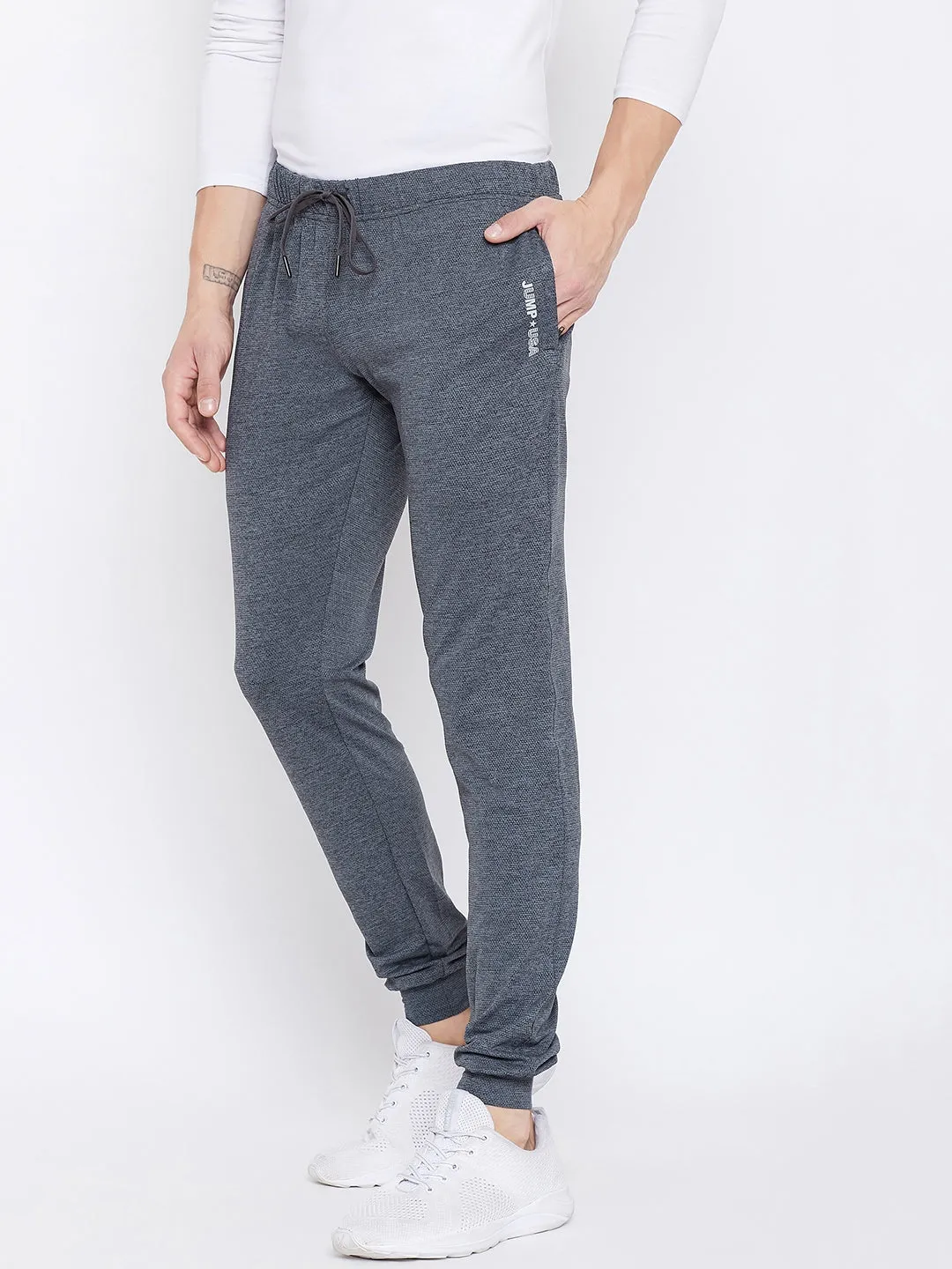 JUMP USA Men Slim Fit  Grey Solid Active Wear Joggers