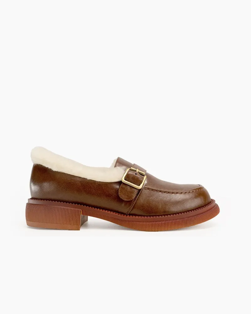 Lamb Fur Slip-on Comfortable Flat Loafers