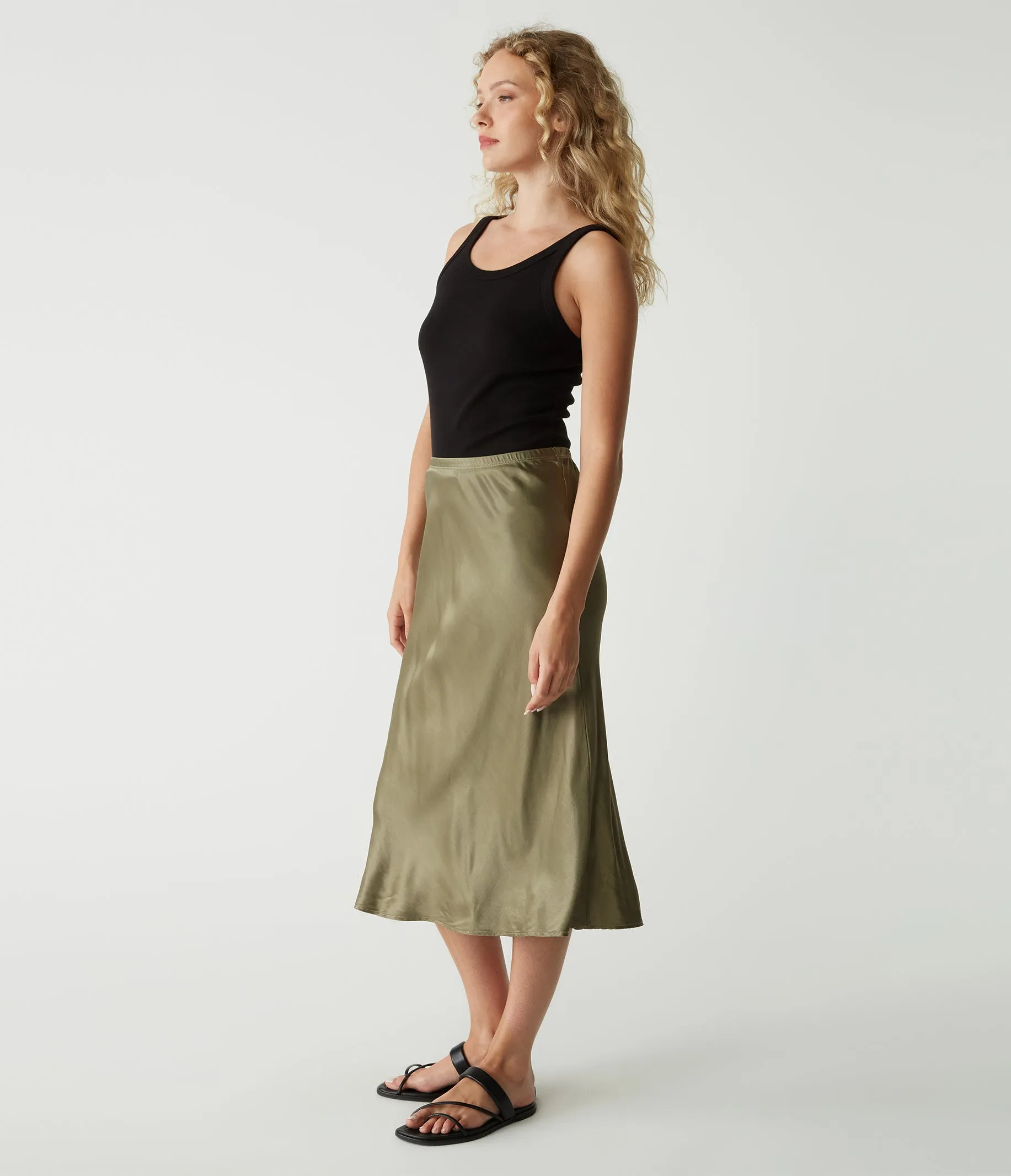 Leila Bias Cut Midi Skirt