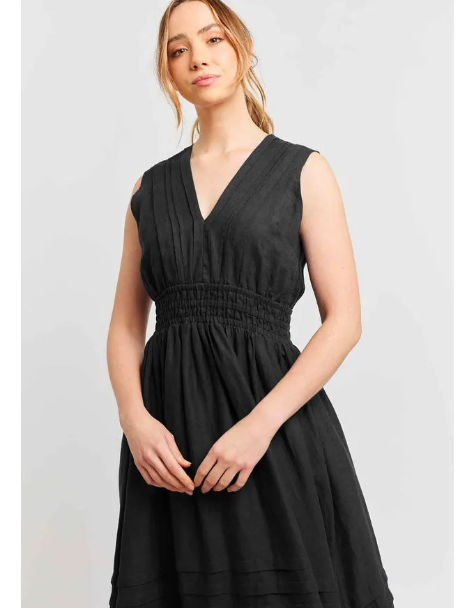 Lucia Linen Dress Black
