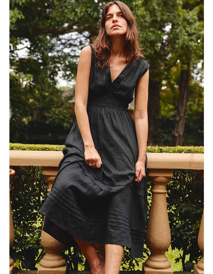 Lucia Linen Dress Black