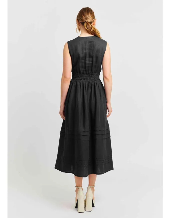 Lucia Linen Dress Black