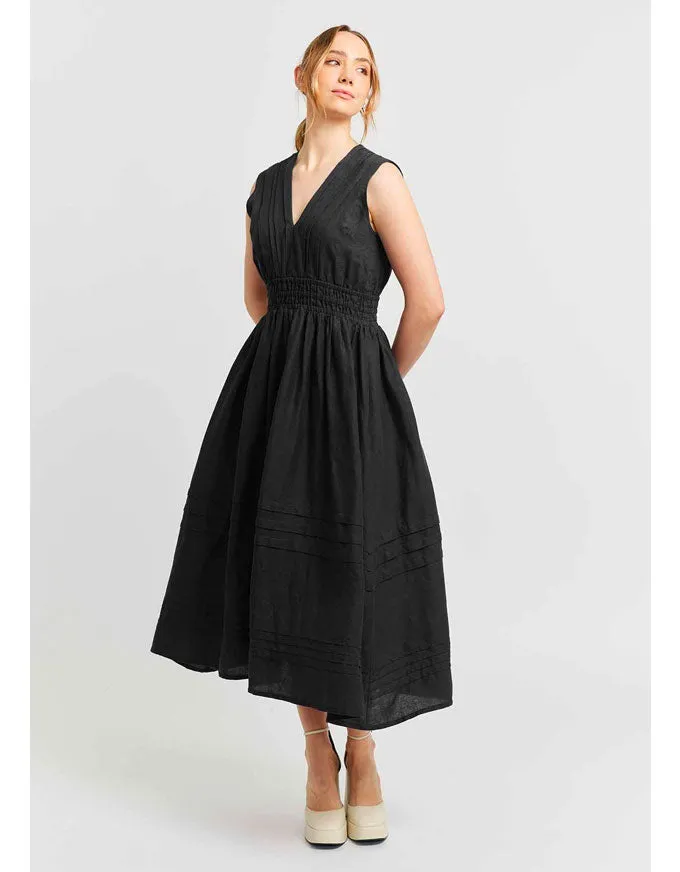Lucia Linen Dress Black