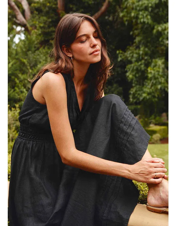 Lucia Linen Dress Black