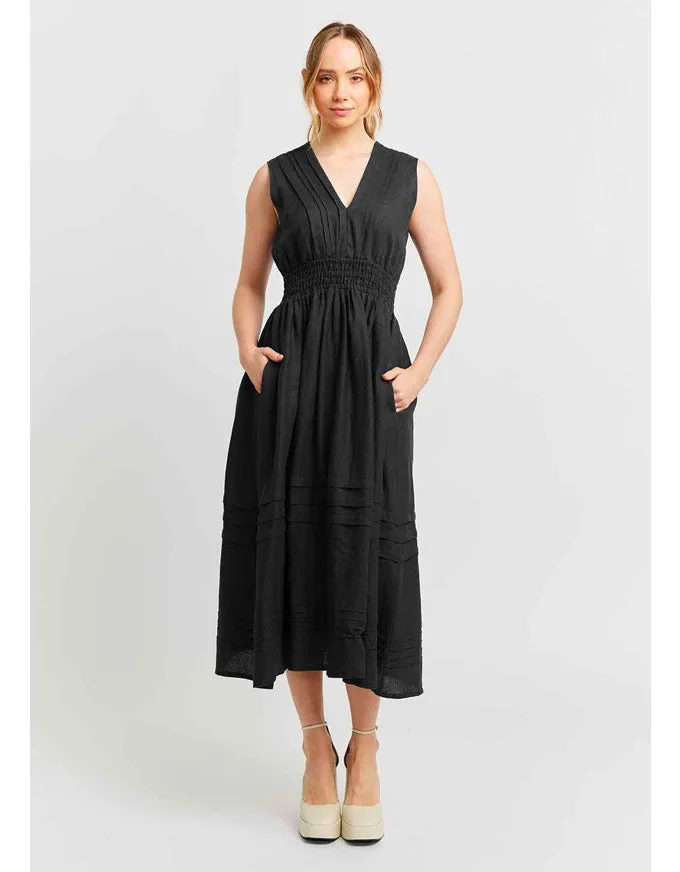 Lucia Linen Dress Black