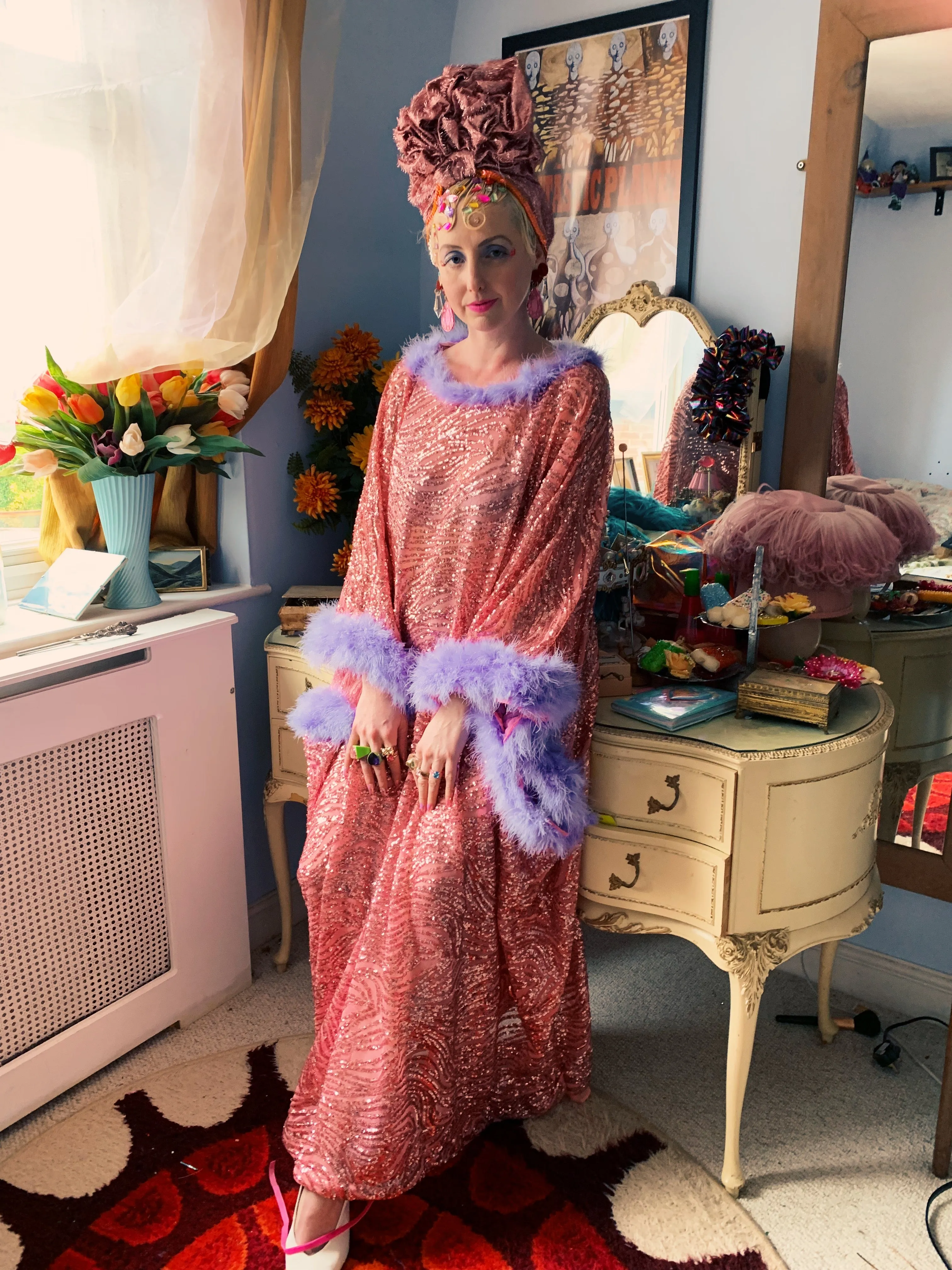 Marabou Sparkles Sequin Kaftan - Free Size