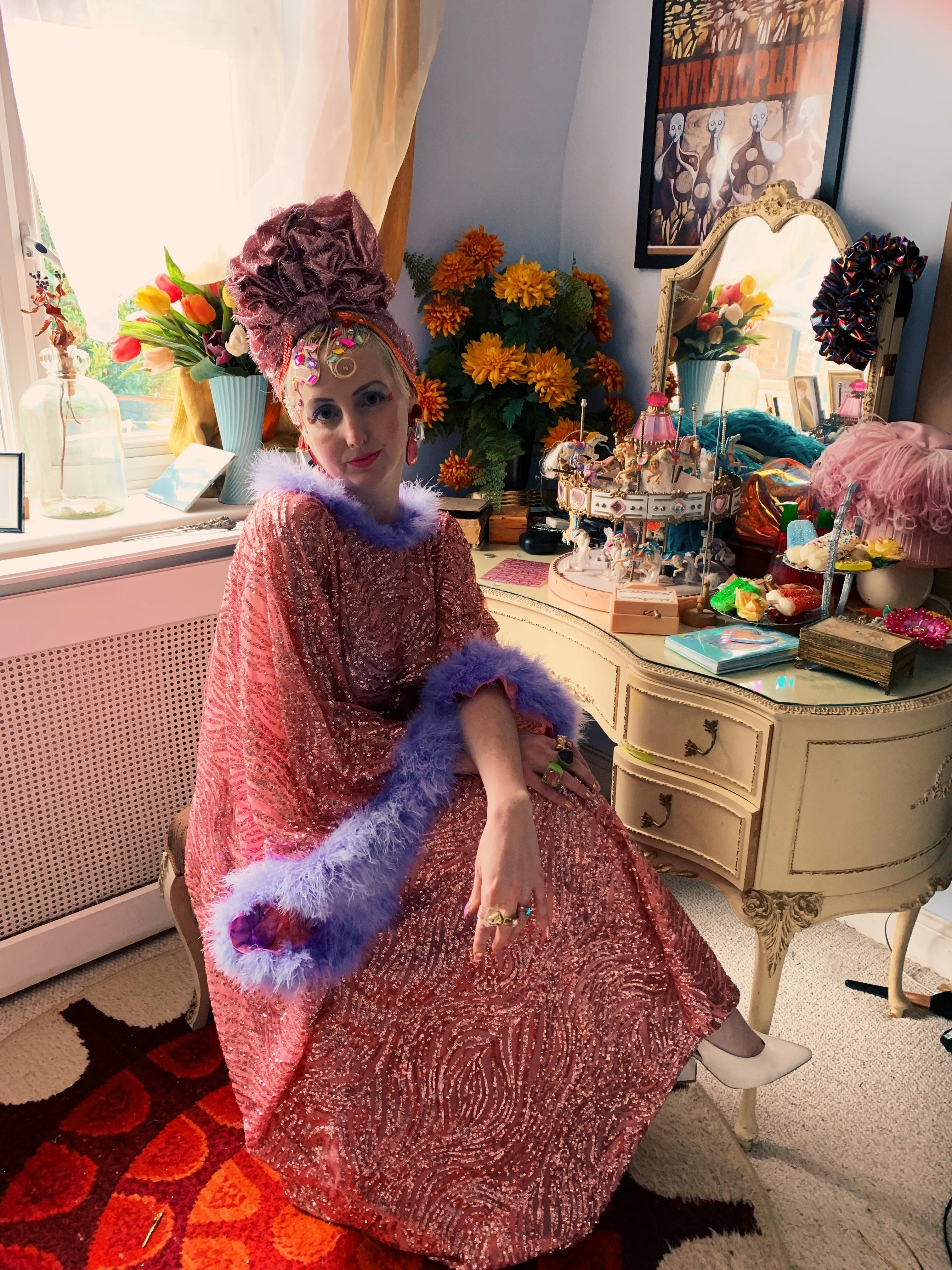 Marabou Sparkles Sequin Kaftan - Free Size