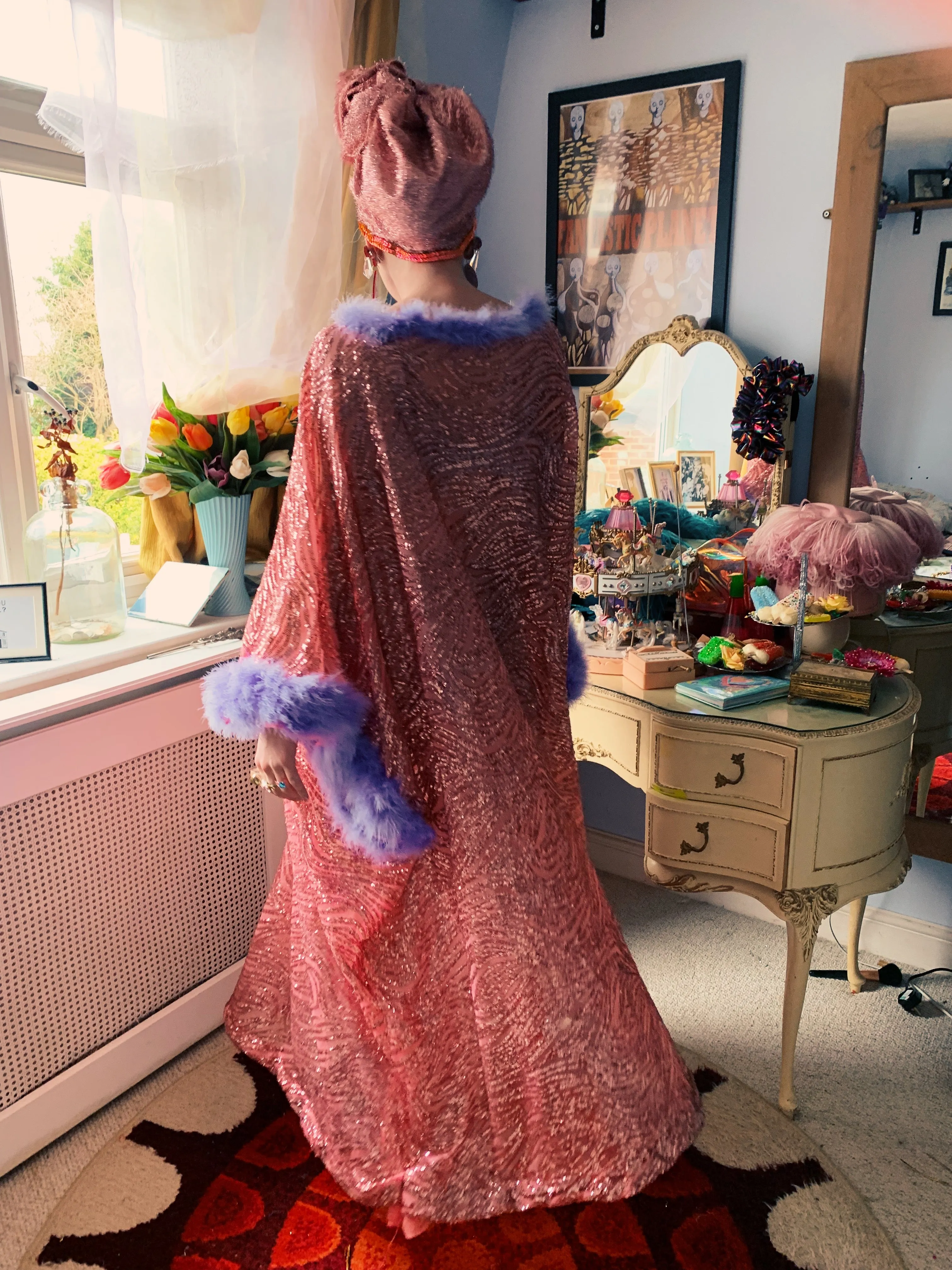Marabou Sparkles Sequin Kaftan - Free Size