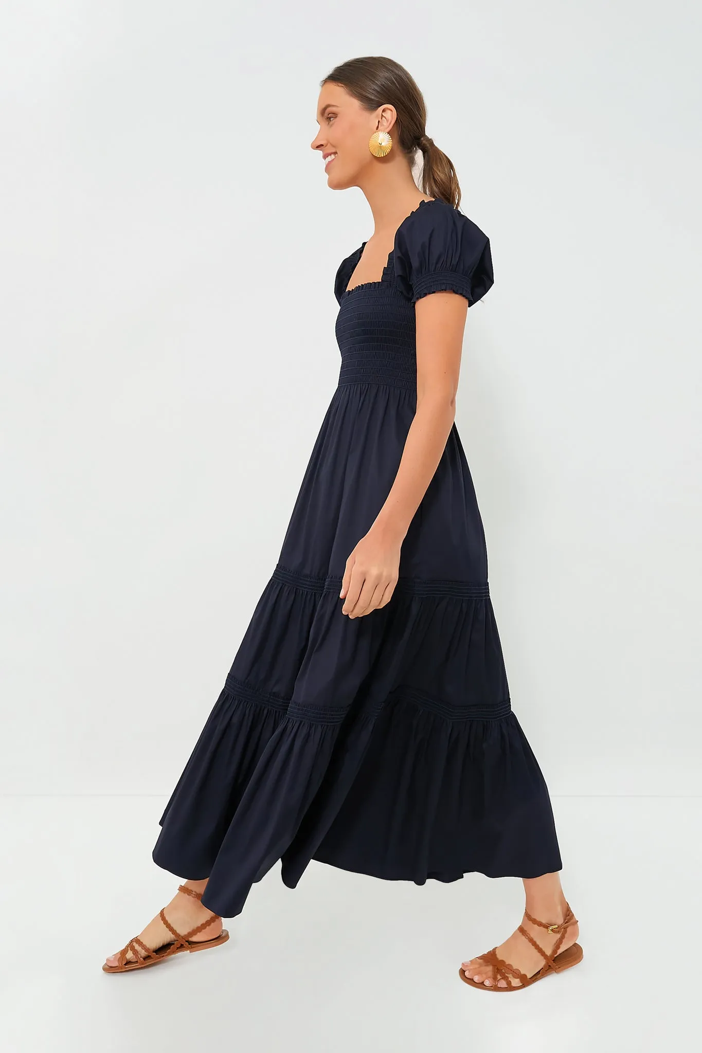 Medium Navy Smocked Cotton Dress
