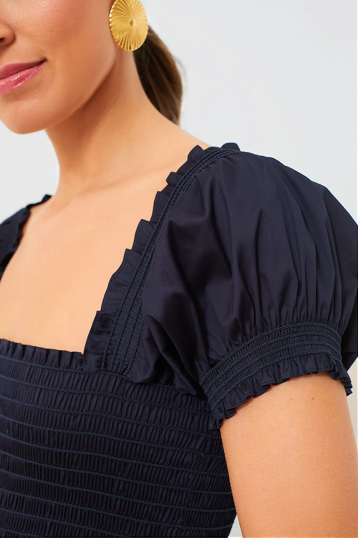 Medium Navy Smocked Cotton Dress