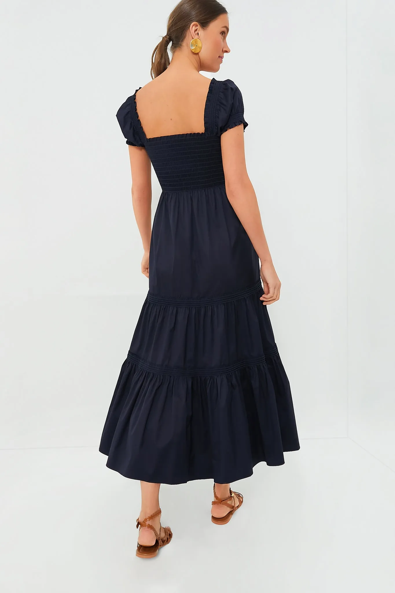 Medium Navy Smocked Cotton Dress