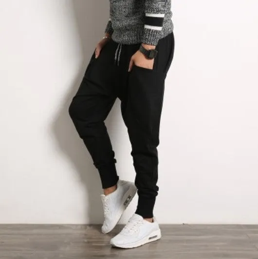 Men's Autumn Casual Cotton Harem Joggers With Big Pockets