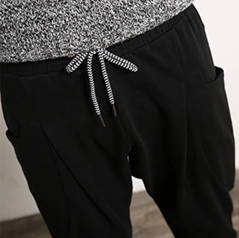 Men's Autumn Casual Cotton Harem Joggers With Big Pockets