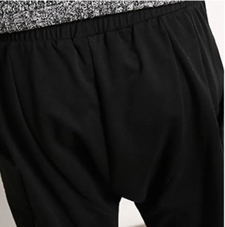 Men's Autumn Casual Cotton Harem Joggers With Big Pockets