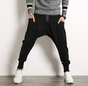 Men's Autumn Casual Cotton Harem Joggers With Big Pockets