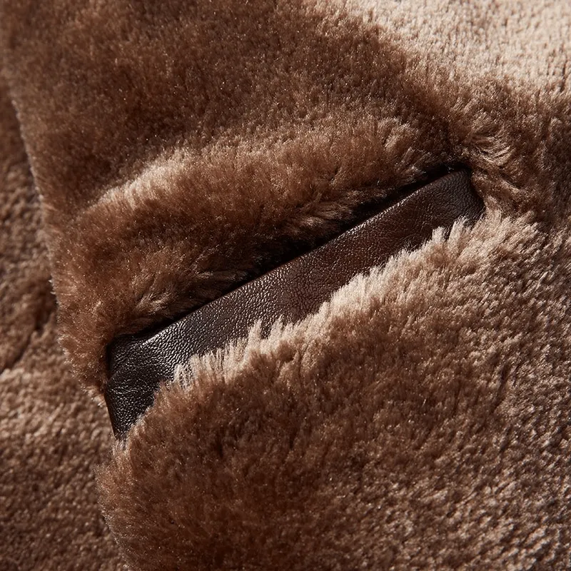 Men's Fur Collar Thicken Leather Jacket / Pockets Zipper Warm Jackets