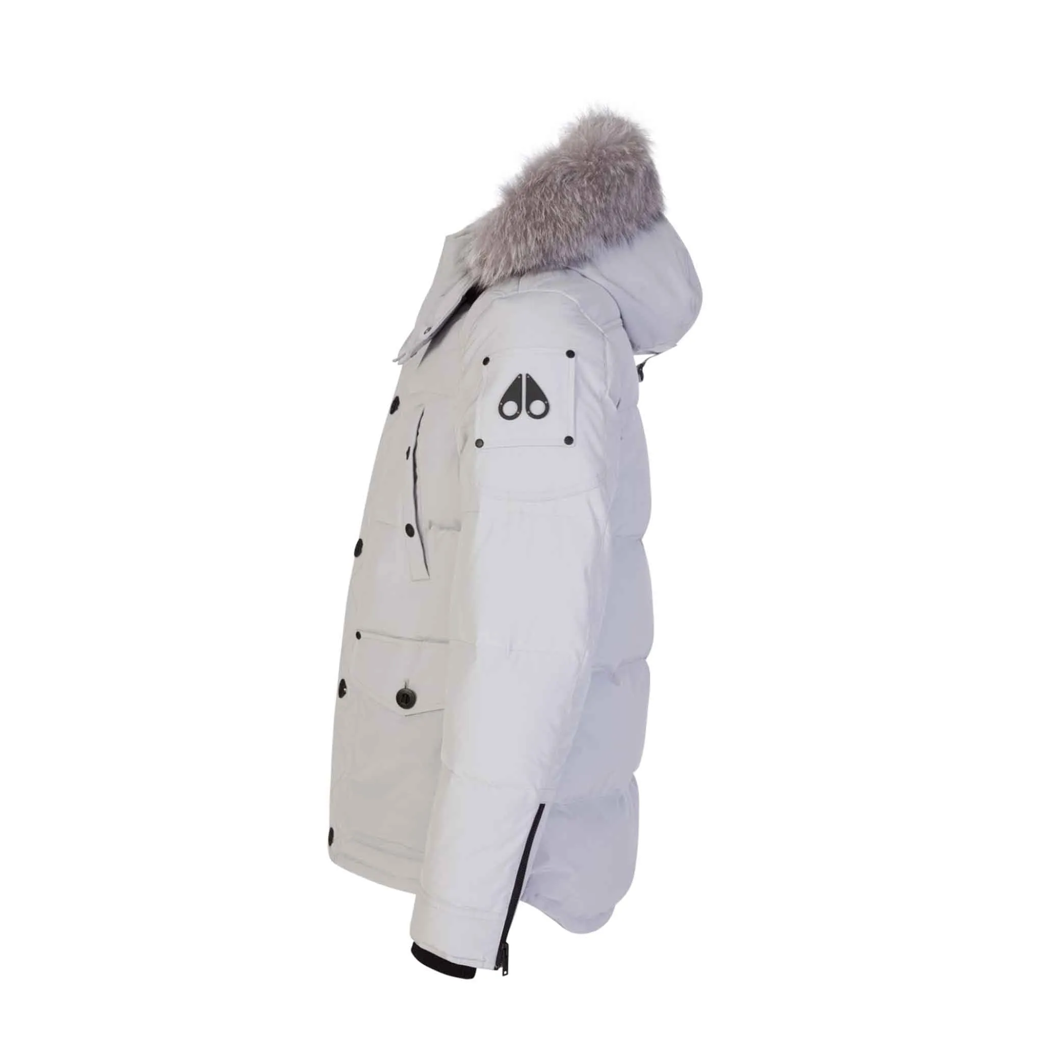 Moose Knuckles Mens Round Island Jacket in Grey Birch/ Frost Fur