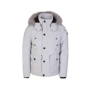 Moose Knuckles Mens Round Island Jacket in Grey Birch/ Frost Fur