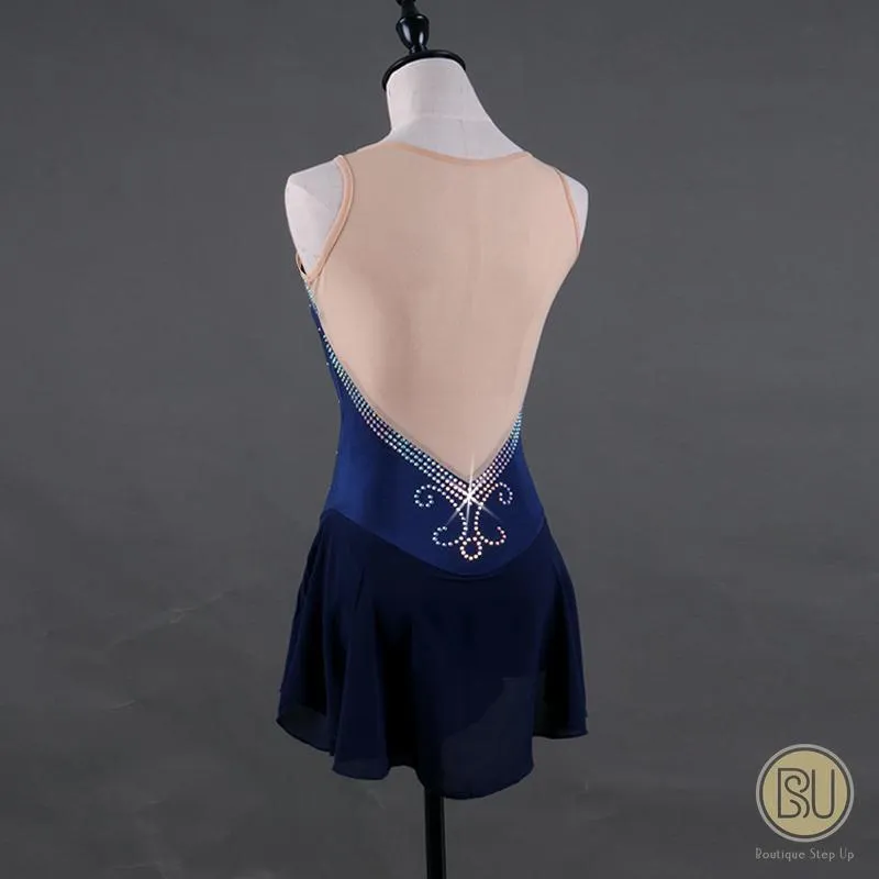 Navy Sleeveless Figure Skating Dress