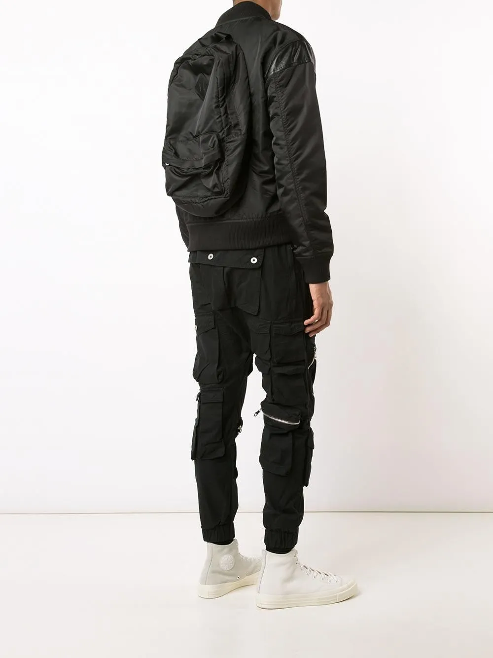 NYLON PARACHUTE BACKPACK BOMBER JACKET