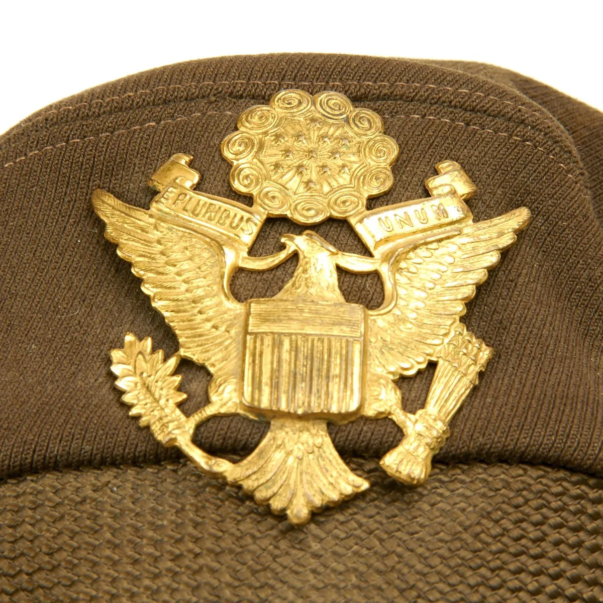 Original U.S. WWII USAAF Named Officer OD Green Crush Cap by Bancroft