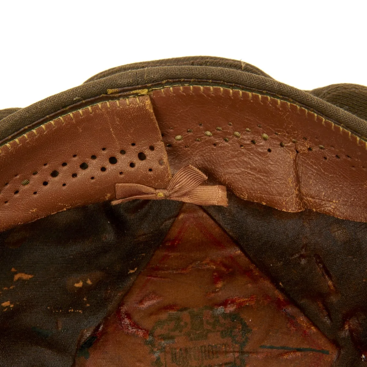 Original U.S. WWII USAAF Named Officer OD Green Crush Cap by Bancroft