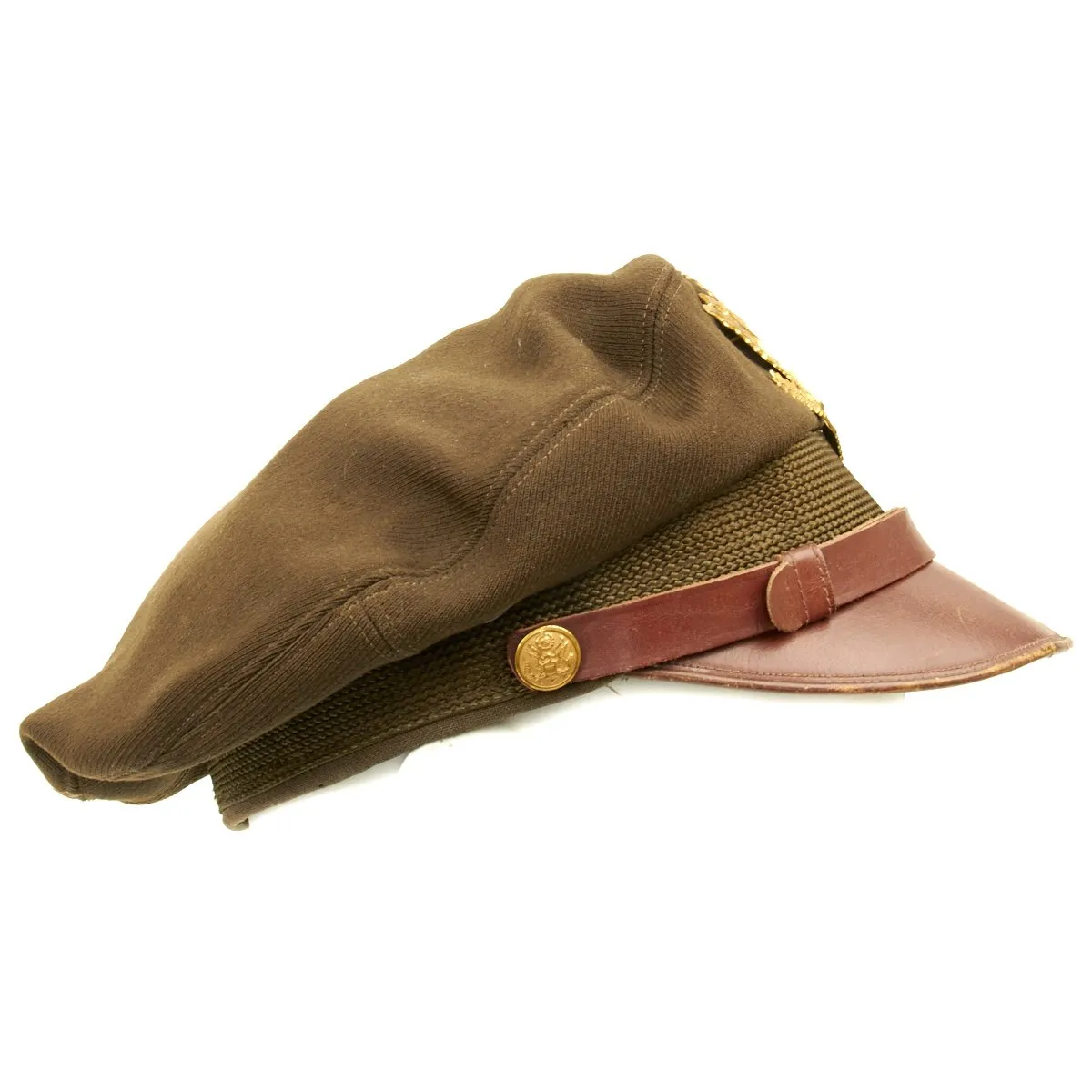 Original U.S. WWII USAAF Named Officer OD Green Crush Cap by Bancroft